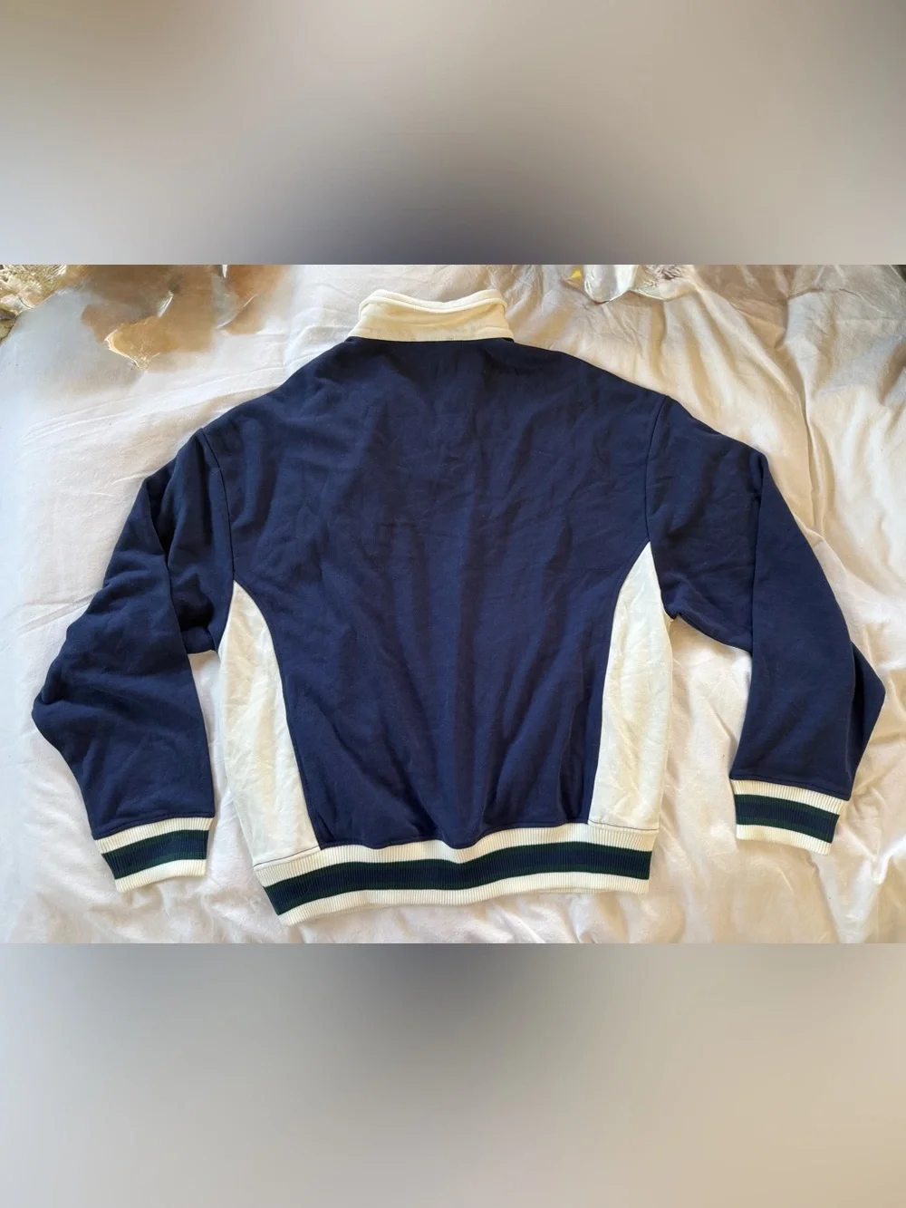 NWOT True Religion Navy and White Boxy Rugby-Style Pullover